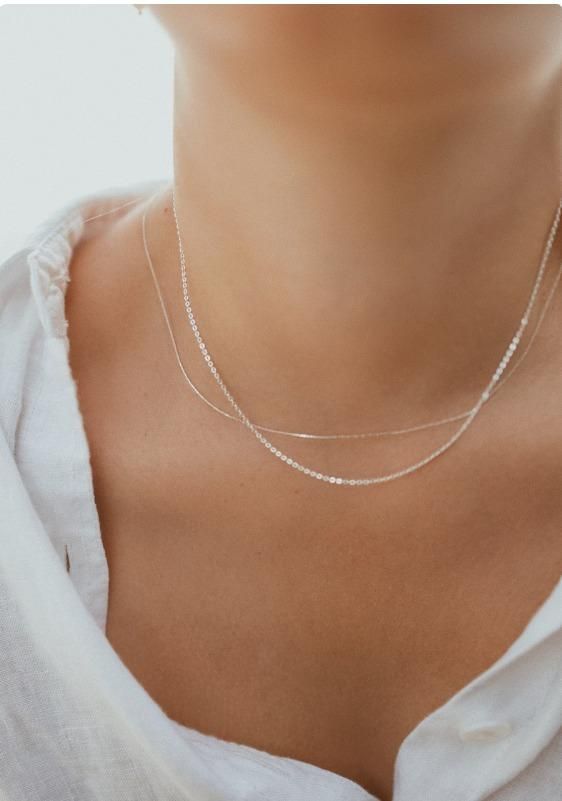 Elegant Silver Beading Chain Necklace